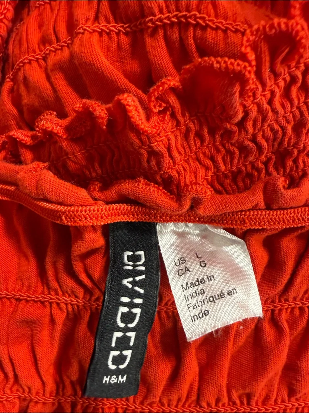 H&M Red Smocked Tie-Shoulder Crop Top